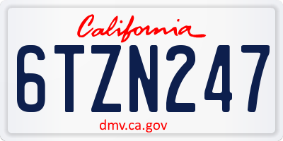 CA license plate 6TZN247