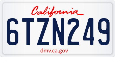 CA license plate 6TZN249
