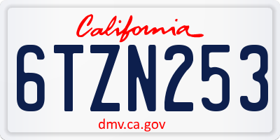 CA license plate 6TZN253