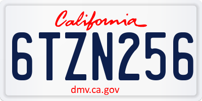 CA license plate 6TZN256