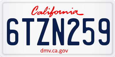 CA license plate 6TZN259