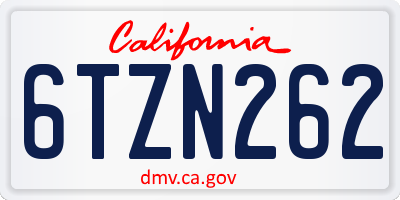 CA license plate 6TZN262