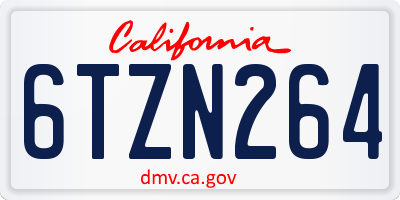 CA license plate 6TZN264