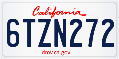 CA license plate 6TZN272