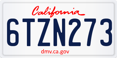 CA license plate 6TZN273