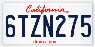 CA license plate 6TZN275