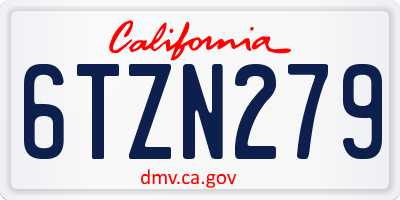 CA license plate 6TZN279