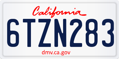 CA license plate 6TZN283