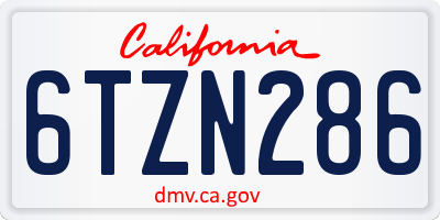 CA license plate 6TZN286