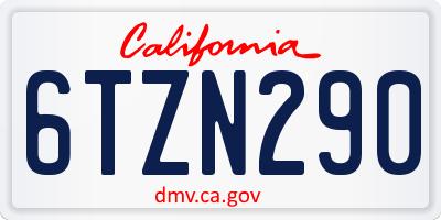 CA license plate 6TZN290