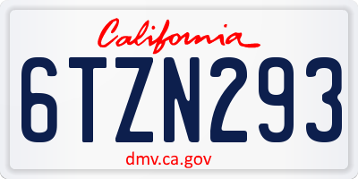 CA license plate 6TZN293
