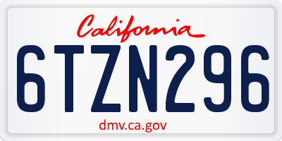 CA license plate 6TZN296