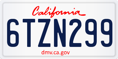 CA license plate 6TZN299