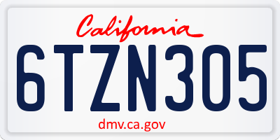 CA license plate 6TZN305