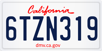CA license plate 6TZN319