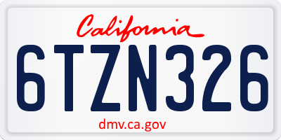 CA license plate 6TZN326