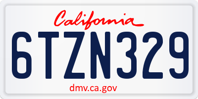 CA license plate 6TZN329