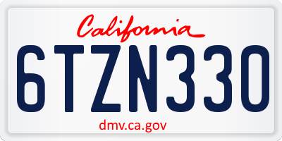 CA license plate 6TZN330