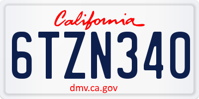 CA license plate 6TZN340