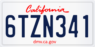 CA license plate 6TZN341