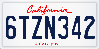 CA license plate 6TZN342