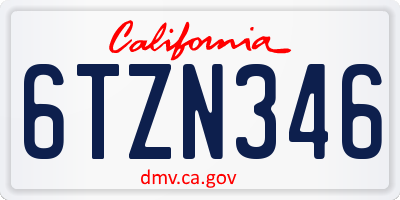 CA license plate 6TZN346