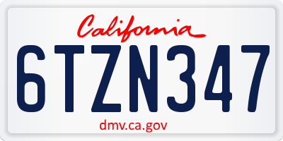 CA license plate 6TZN347
