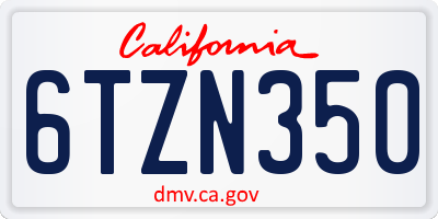 CA license plate 6TZN350