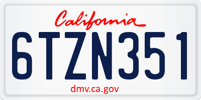 CA license plate 6TZN351