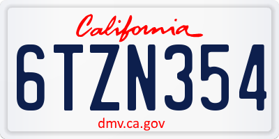 CA license plate 6TZN354