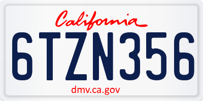 CA license plate 6TZN356