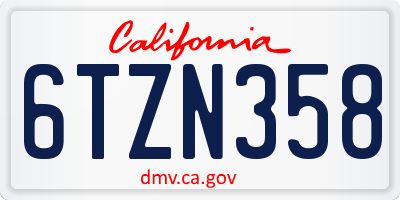 CA license plate 6TZN358