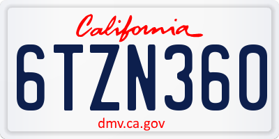 CA license plate 6TZN360