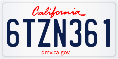 CA license plate 6TZN361