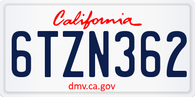 CA license plate 6TZN362