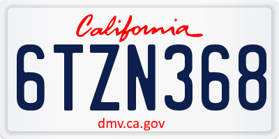 CA license plate 6TZN368