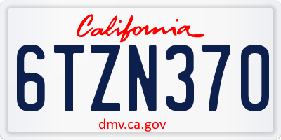 CA license plate 6TZN370
