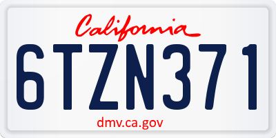 CA license plate 6TZN371