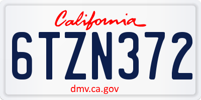 CA license plate 6TZN372