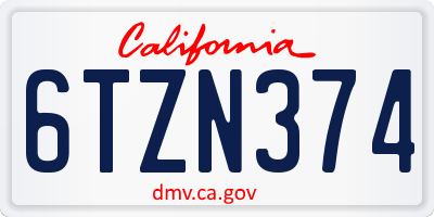 CA license plate 6TZN374