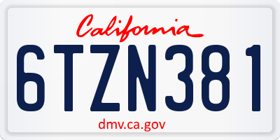 CA license plate 6TZN381