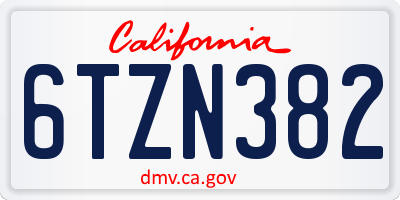 CA license plate 6TZN382