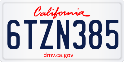 CA license plate 6TZN385