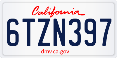 CA license plate 6TZN397