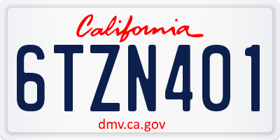 CA license plate 6TZN401