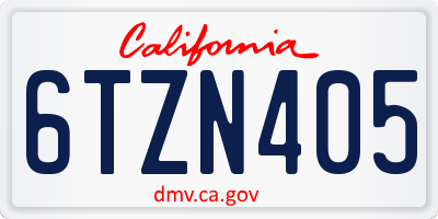 CA license plate 6TZN405