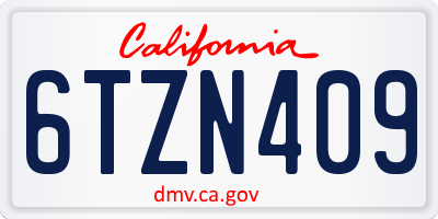 CA license plate 6TZN409