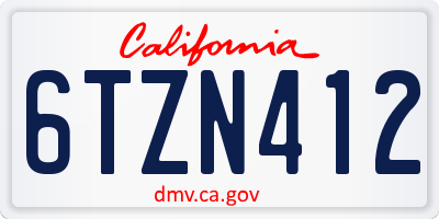 CA license plate 6TZN412