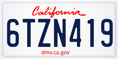 CA license plate 6TZN419