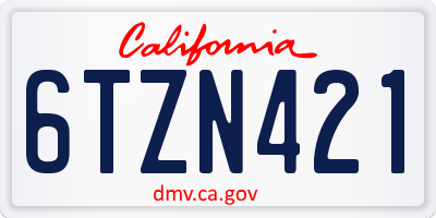 CA license plate 6TZN421